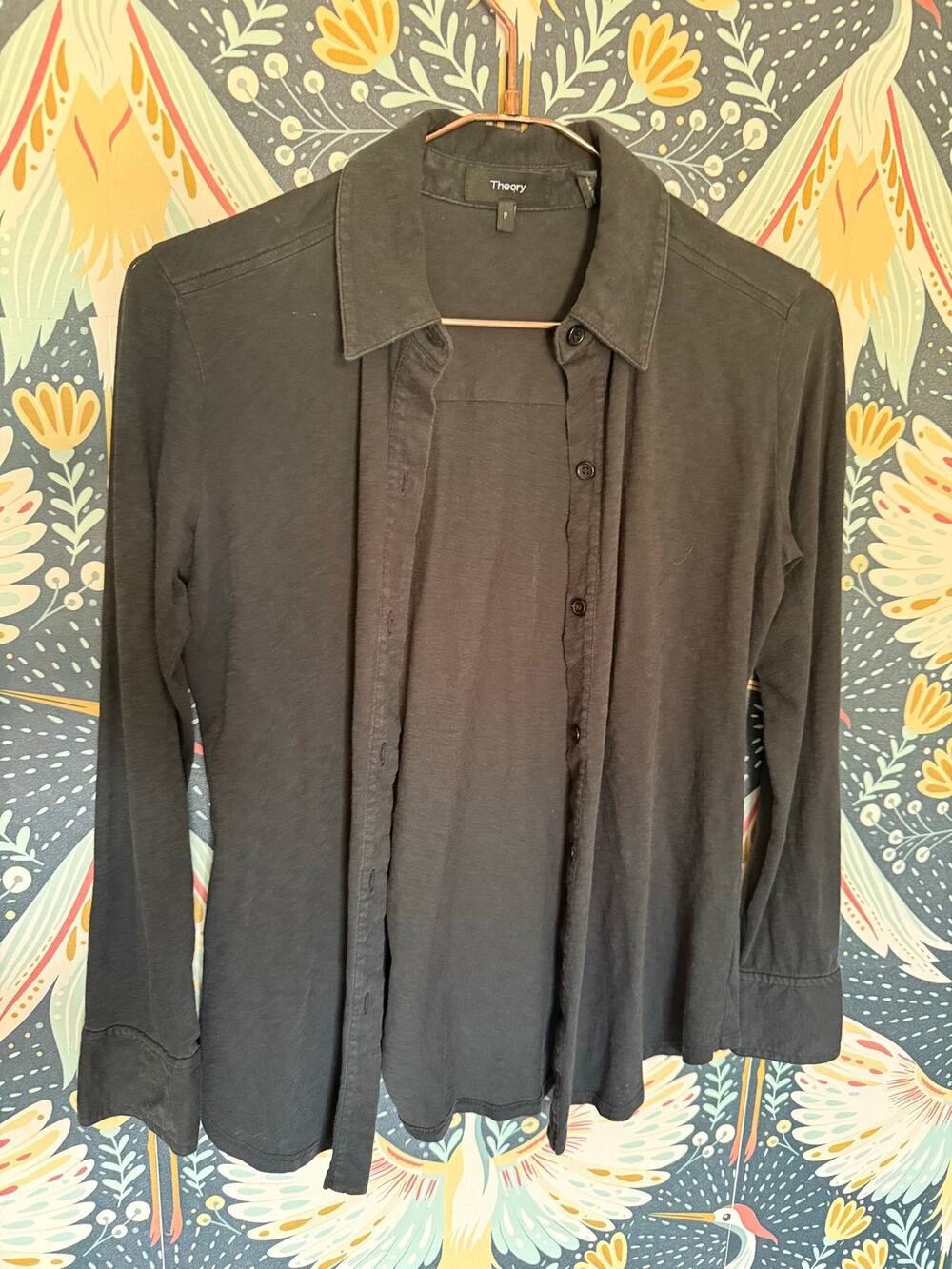 Theory black button down long sleeve size small